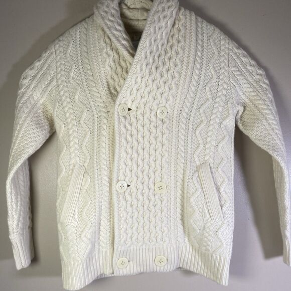 J Crew Merino Wool Shawl Collar Irish Aran Fisherman Cardigan Sweater  Men XS - Picture 1 of 16